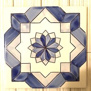 Blue Geometric Themed Trivet